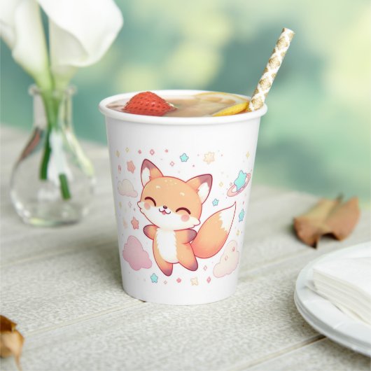 Adorable Woodland Fox Kinderdusche Pappbecher (In Situ)