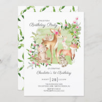 Adorable Woodland Friends Girls 1. Geburtstag