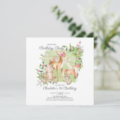 Adorable Woodland Friends Girls 1. Geburtstag Einladung (Stehend Vorderseite)