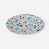 Adorable Woodland Weihnachtstiermuster Pappteller (Schrägansicht)