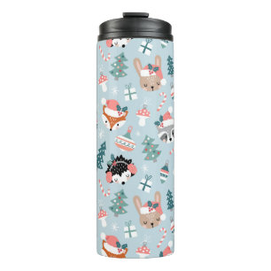 Adorable Woodland Weihnachtstiermuster Thermosbecher