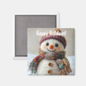 Adorable Wool Snowman mit Hat & Scarf Design Magnet (Vorderseite/Rückseite)