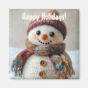 Adorable Wool Snowman mit Hat & Scarf Design Magnet