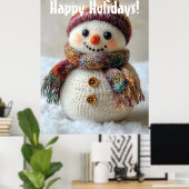 Adorable Wool Snowman mit Hat & Scarf Design Poster (Heimbüro)