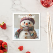 Adorable Wool Snowman mit Hat & Scarf Design Serviette (Beispiel)