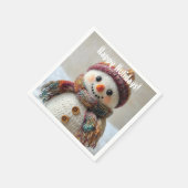 Adorable Wool Snowman mit Hat & Scarf Design Serviette (Ecke)