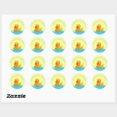 Adorable Yellow Blue Rubber Ducky Babydusche Runder Aufkleber (Blatt)