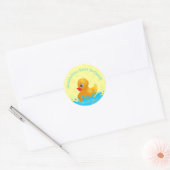 Adorable Yellow Blue Rubber Ducky Babydusche Runder Aufkleber (Umschlag)