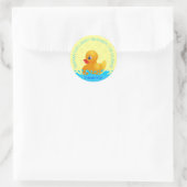Adorable Yellow Blue Rubber Ducky Babydusche Runder Aufkleber (Tasche)