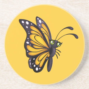 Adorable Yellow Butterfly Sandstone Drink Unterset Untersetzer