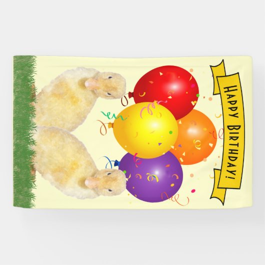 Adorable Yellow Ducklings Happy Birthday Balloons Banner (Horizontal)