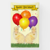 Adorable Yellow Ducklings Happy Birthday Balloons Banner (Vertikal)