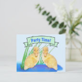 Adorable Yellow Ducklings Kinder zum Geburtstag Einladungspostkarte (Stehend Vorderseite)