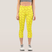 Adorable Yellow Liebe Herz Muster Yoga Capri Leggings (Vorderseite)