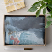 Adorable Yeti mit Weihnachtsgeschenken in einer Hö Seidenpapier (Geschenk)