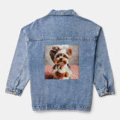 Adorable Yorkie Koch mit frisch gebackenem Cupcake Jeansjacke (Rückseite)