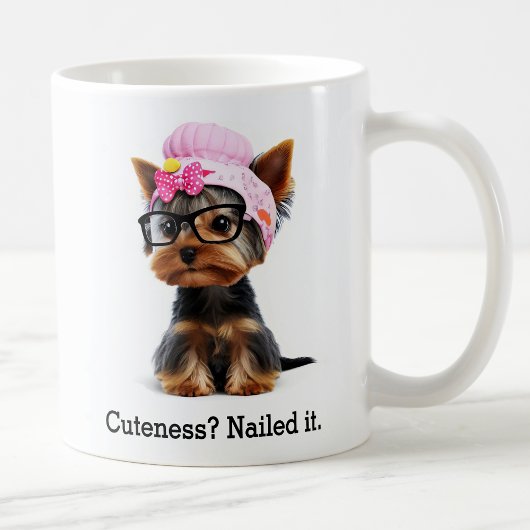 Adorable Yorkie mit rosa Beanie Kaffeetasse