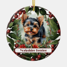 Adorable Yorkie, Personalisierte Weihnachten Keramik Ornament