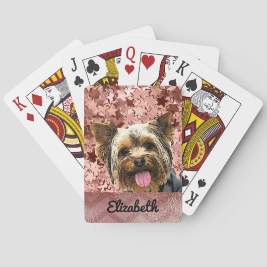 Adorable Yorkie Rose Gold Name Dog Pet Spielkarten (Rückseite)