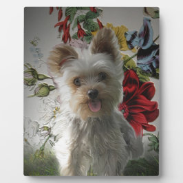 Adorable Yorkie und Rose Foto Malgeschenke Fotoplatte