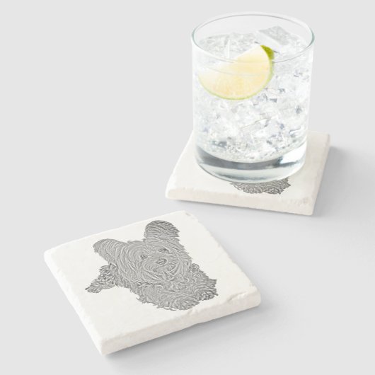 Adorable Yorkshire Terrier B&W Marble Untersetzer (Seitenansicht)