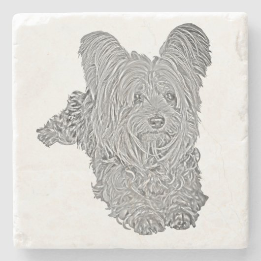Adorable Yorkshire Terrier B&W Marble Untersetzer (Vorderseite)