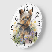 Adorable Yorkshire Terrier Puppy Dog Große Wanduhr (Winkel)
