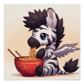 Adorable Zebra Angel Eating Ramen Poster (Vorderseite)