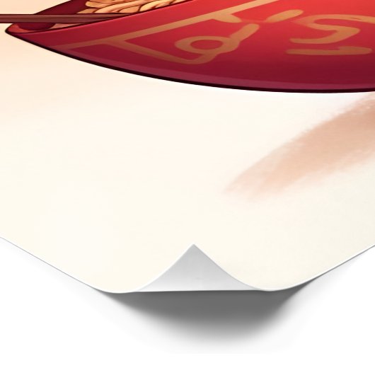 Adorable Zebra Angel Eating Ramen Poster (Ecke)