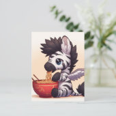 Adorable Zebra Angel Eating Ramen Postkarte (Stehend Vorderseite)