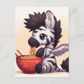 Adorable Zebra Angel Eating Ramen Postkarte (Vorderseite)