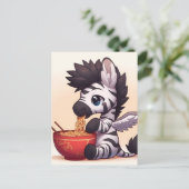 Adorable Zebra Angel Eating Ramen Postkarte (Stehend Vorderseite)