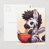 Adorable Zebra Angel Eating Ramen Postkarte (Vorne/Hinten)