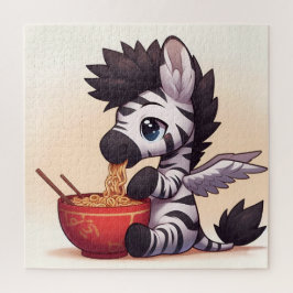 Adorable Zebra Angel Eating Ramen Puzzle
