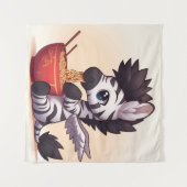 Adorable Zebra Angel Eating Ramen Tapestry Wandteppich (Vorderseite (Horizontal))