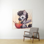 Adorable Zebra Angel Eating Ramen Tapestry Wandteppich (Beispiel)