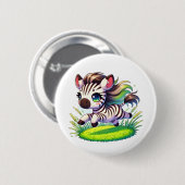 Adorable Zebra, die durch ein Feld führt Button (Vorne & Hinten)