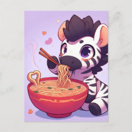 Adorable Zebra Eating Ramen Postkarte
