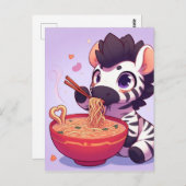 Adorable Zebra Eating Ramen Postkarte (Vorne/Hinten)