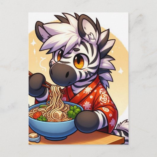 Adorable Zebra Eating Ramen Postkarte (Vorderseite)
