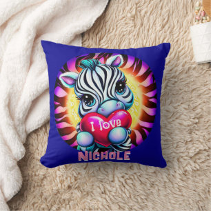 Adorable Zebra Holding Herz Kissen