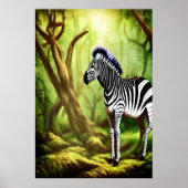 Adorable Zebra im Wald | AI Art Poster (Vorne)