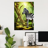 Adorable Zebra im Wald | AI Art Poster (Heimbüro)