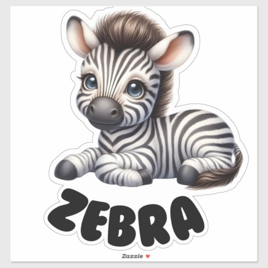 Adorable Zebra - Kinderzimmer Aufkleber (Blatt)