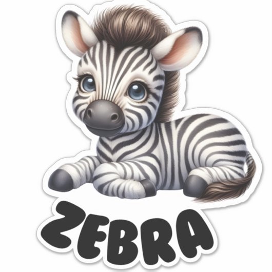 Adorable Zebra - Kinderzimmer Aufkleber (Vorderseite)