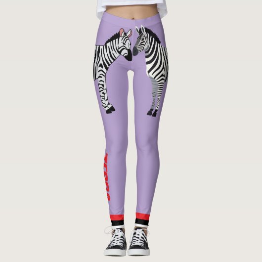Adorable zebra Purple background Cute Girly Leggings (Vorderseite)
