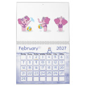 Adorable Zeichnend Süße Tier Kinder Illustration Kalender (Feb 2027)