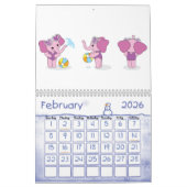 Adorable Zeichnend Süße Tier Kinder Illustration Kalender (Feb 2026)