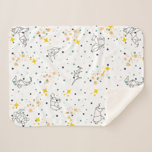 Adorable zeichnend Tiere Sterne Weiße Kinder Sherpadecke (Vorderseite (Horizontal))