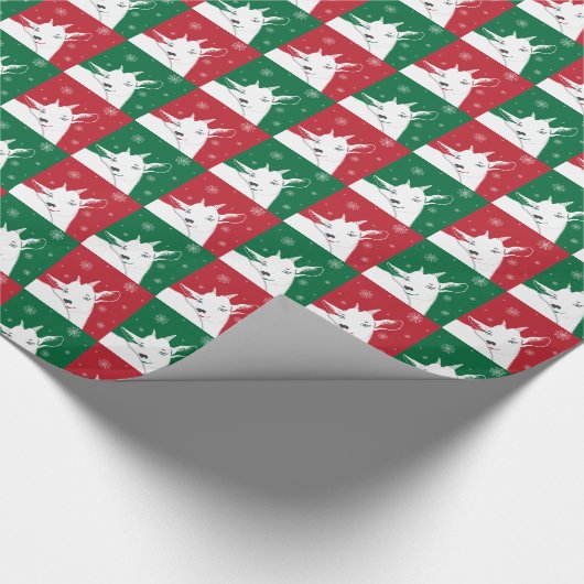Adorable Ziege Weihnachten in Rot und Grün Tiles Geschenkpapier (Ecke)